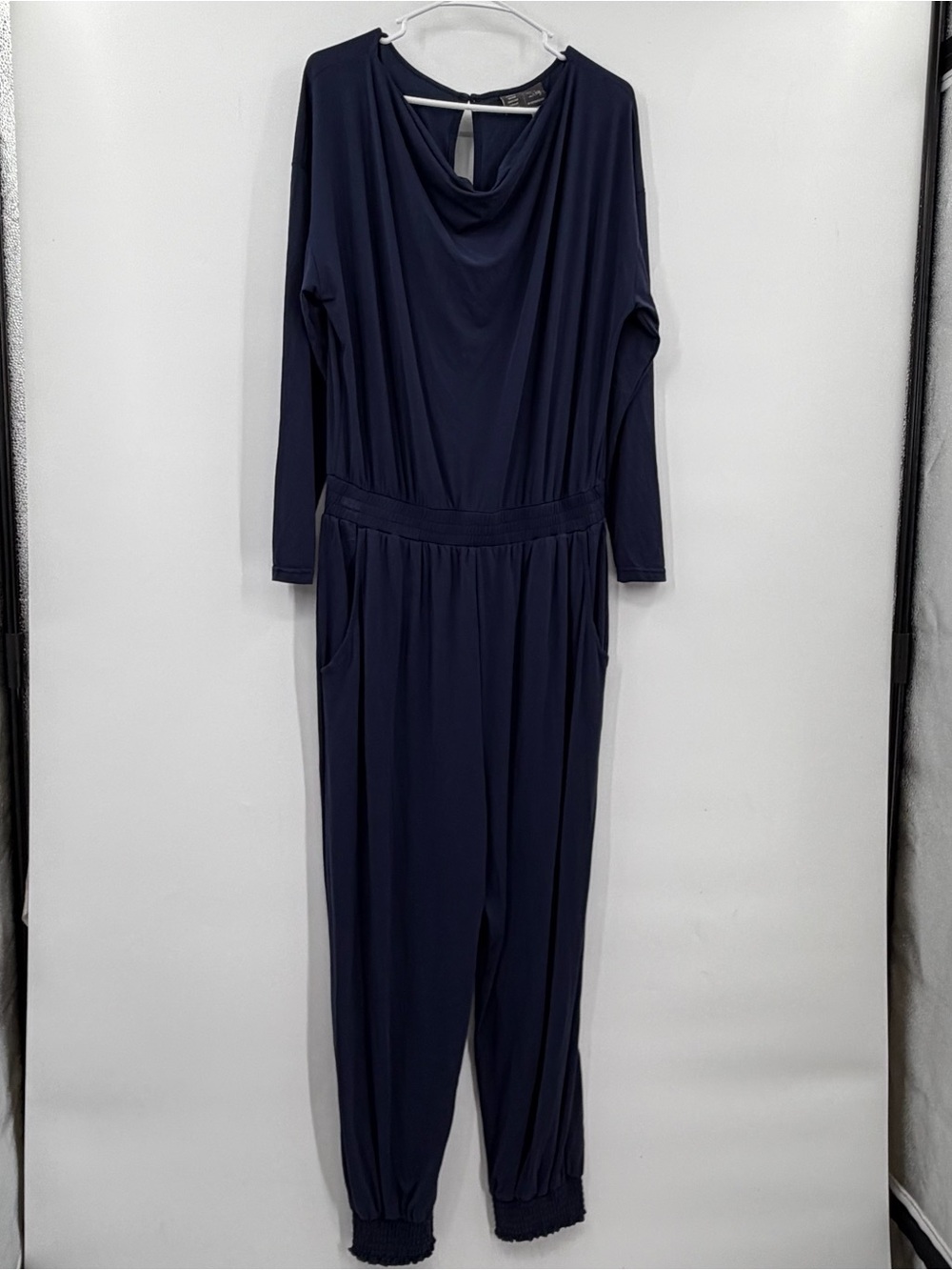 Anthropologie Saturday/Sunday Dylan Cowl-Neck Jumpsuit Navy large